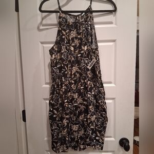Large Black and Cream Floral Romper